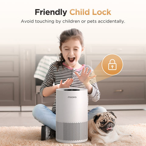 MOOKA AP-S0610L versatile purifier suitable for bedrooms, living rooms, and offices
