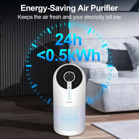 MOOKA filter reminder and timer display helps scheduling clean air.
