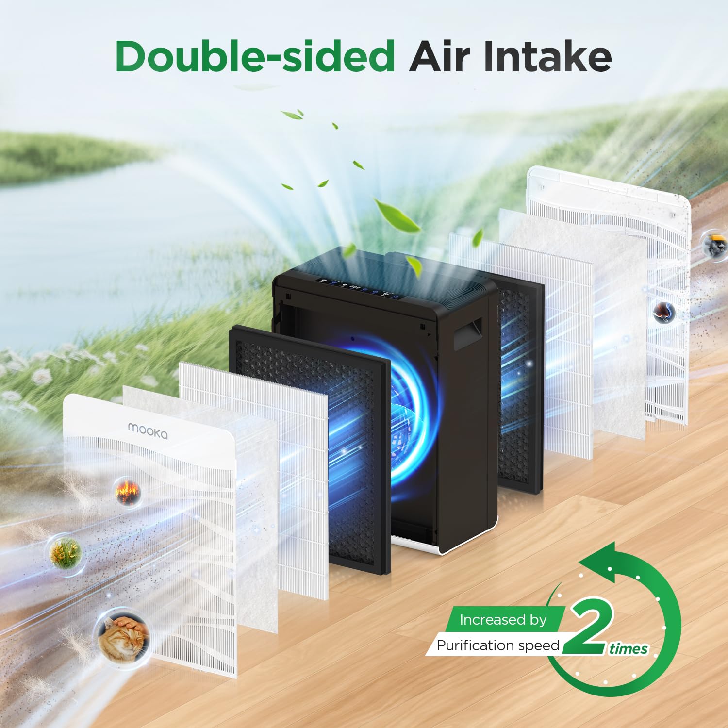 MOOKA PM2.5 sensor display aids quick assessment of indoor air quality