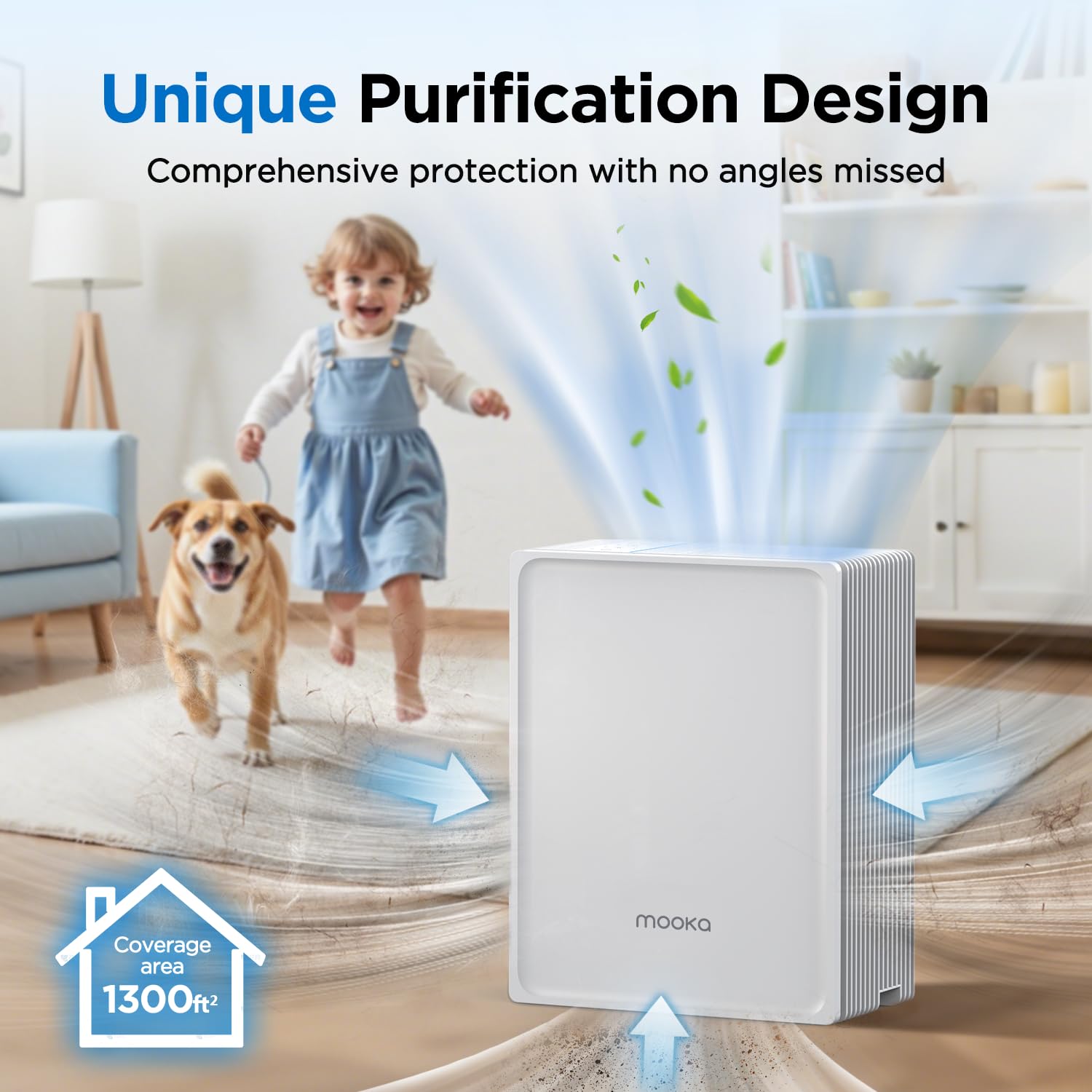 MOOKA air purifier with washable pre-filter for easier maintenance