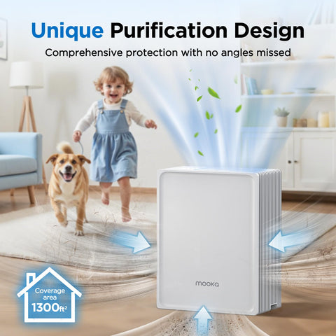 MOOKA air purifier with washable pre-filter for easier maintenance
