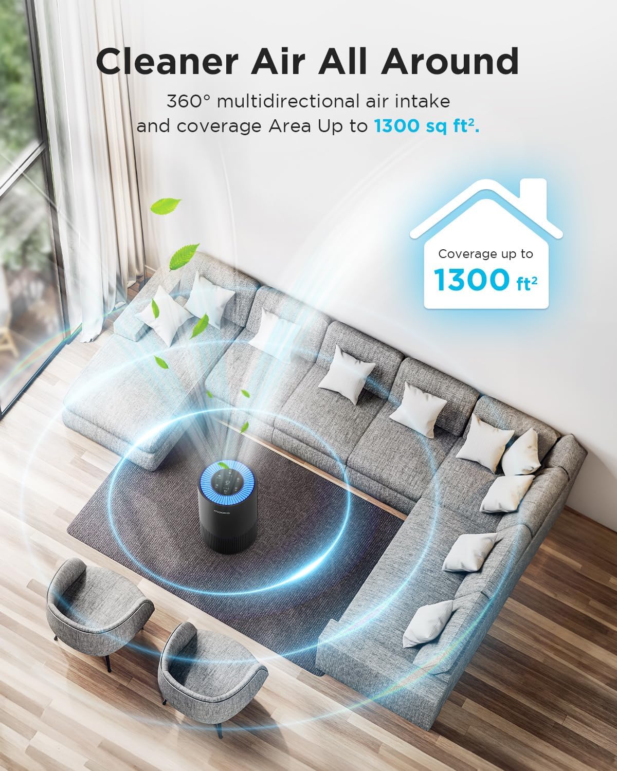 MOOKA AP-S0610L quiet operation at 13dB suitable for sleep
