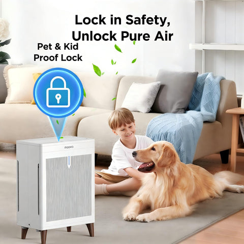 MOOKA HKB320F safety lock and adjustable feet for safe placement.