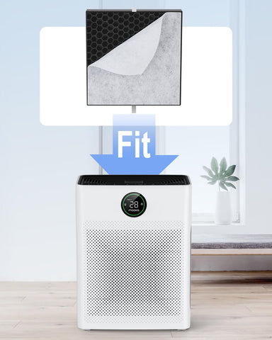 MOOKA PR1 H13 true HEPA filter capturing tiny particles for cleaner air.