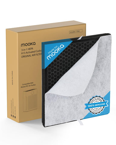 MOOKA PR1 washable pre-filter shown for easy cleaning and extended filter life.
