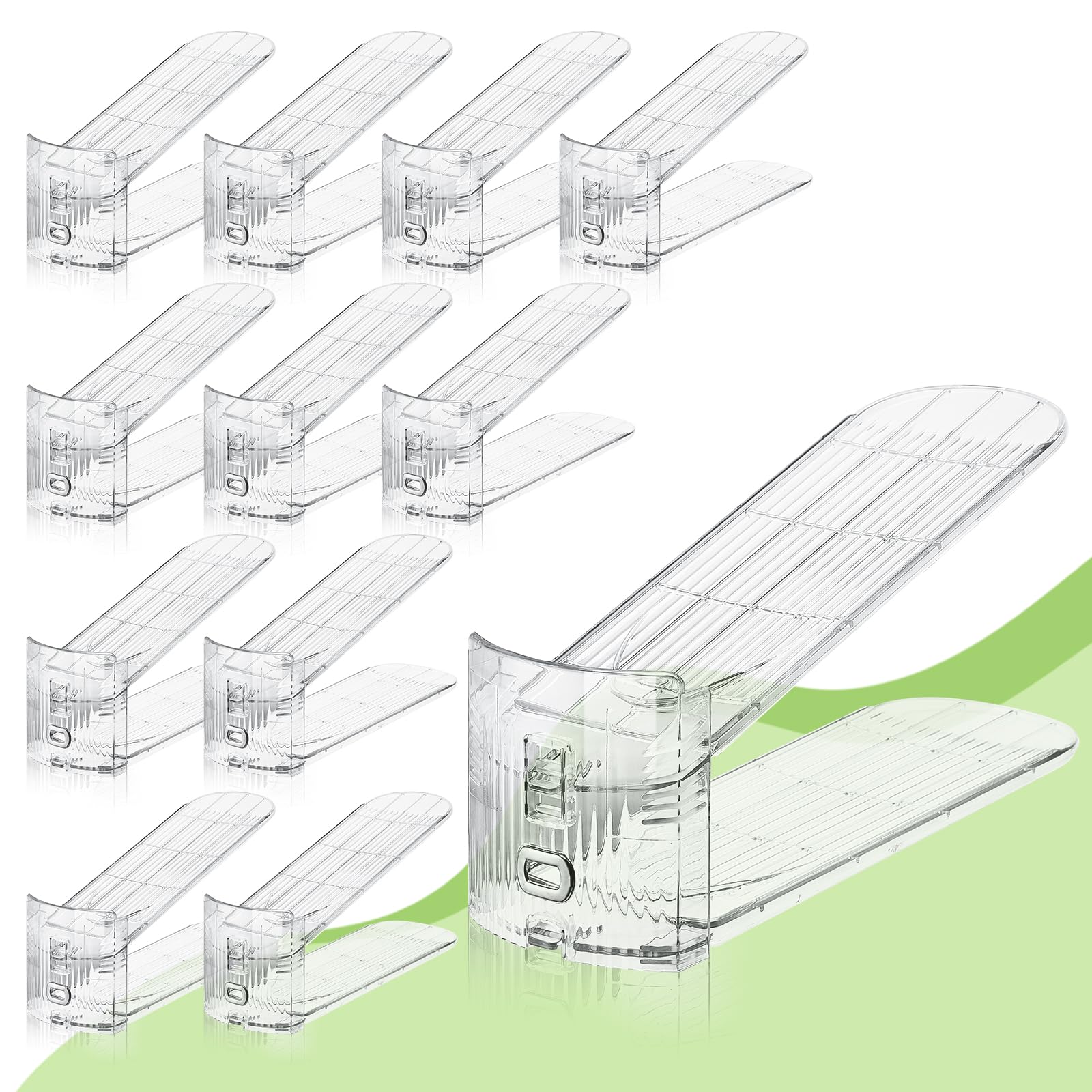 MOOKNAT clear shoe slot organizer assembly showing compact closet space optimization