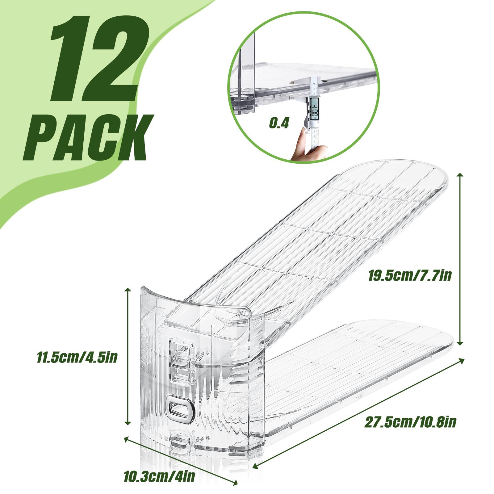 MOOKNAT shoe slot stackers close-up highlighting transparency and sturdy PET design