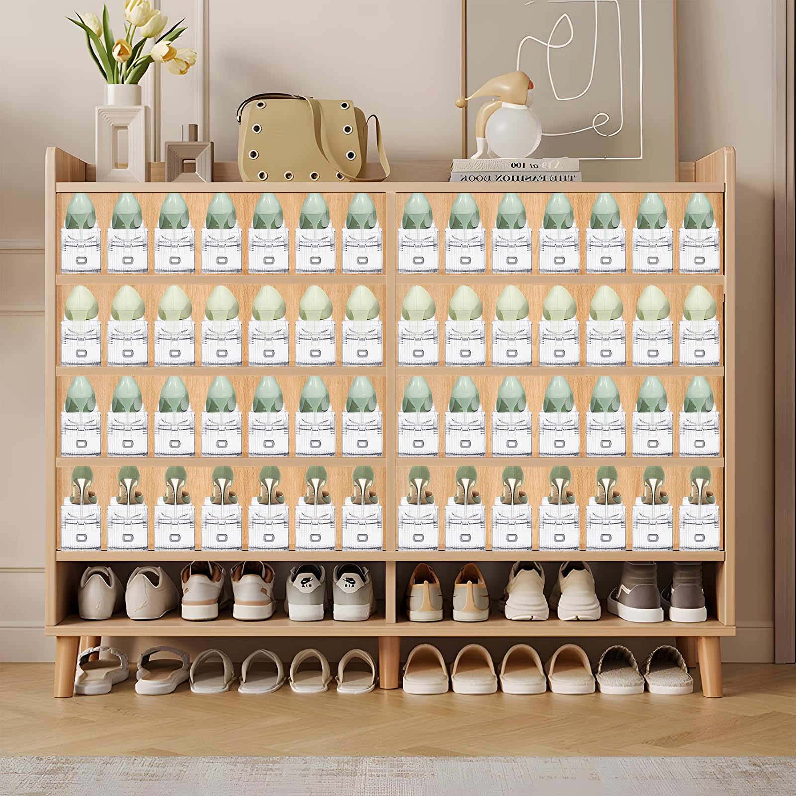 MOOKNAT stackable shoe storage reduces closet clutter