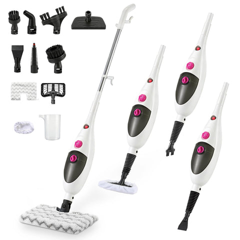Moolan steam mop on hardwood floors for deep cleaning.