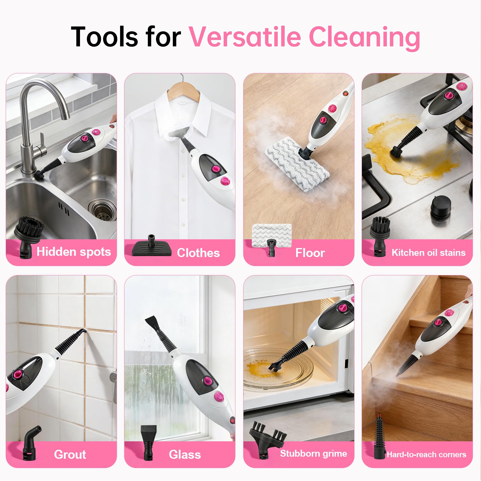 Moolan steam mop cleans floors, clothes, windows and more.