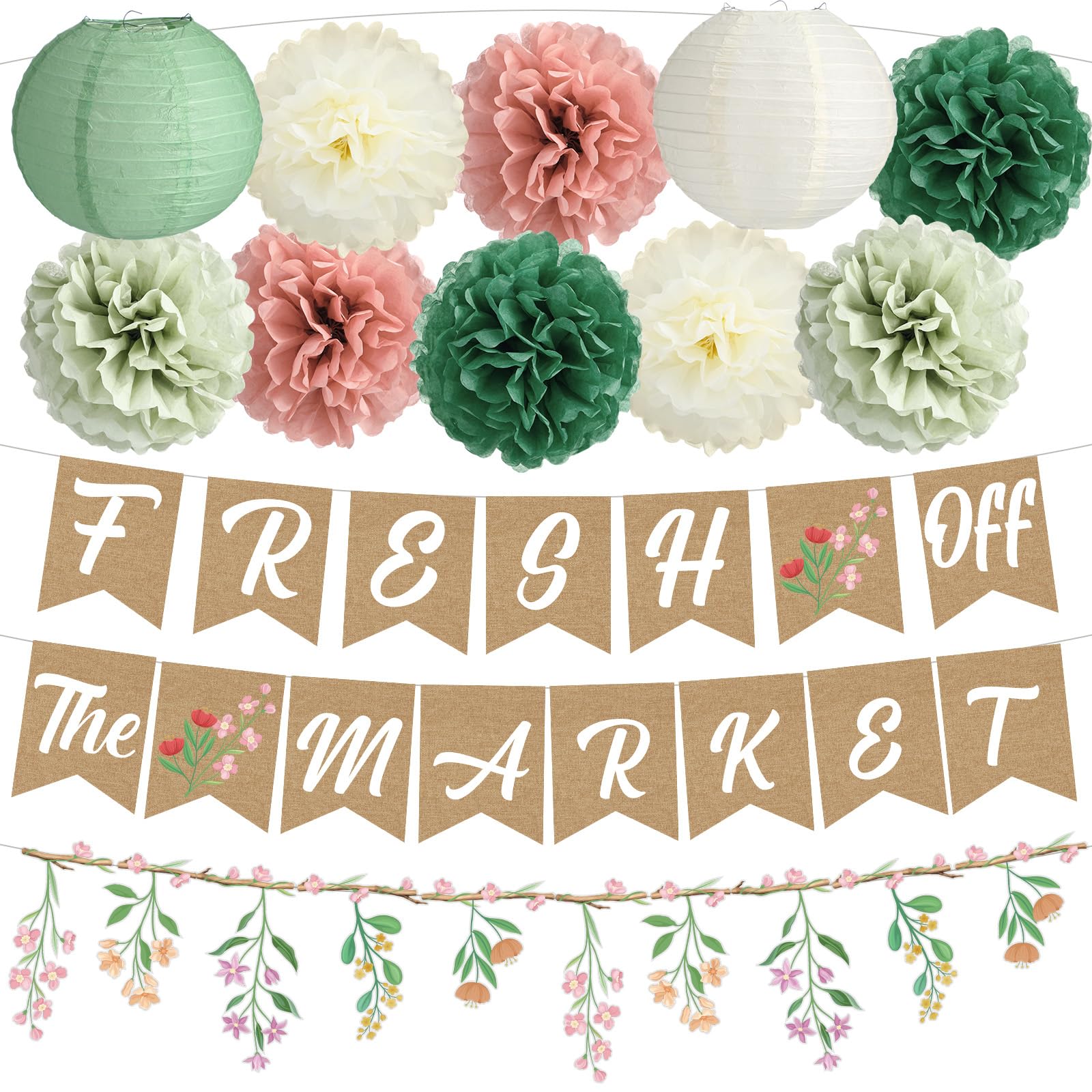 Mooliwe bridal shower banner in sage green for wall backdrop and photos.