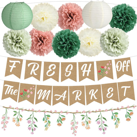 Mooliwe bridal shower banner in sage green for wall backdrop and photos.