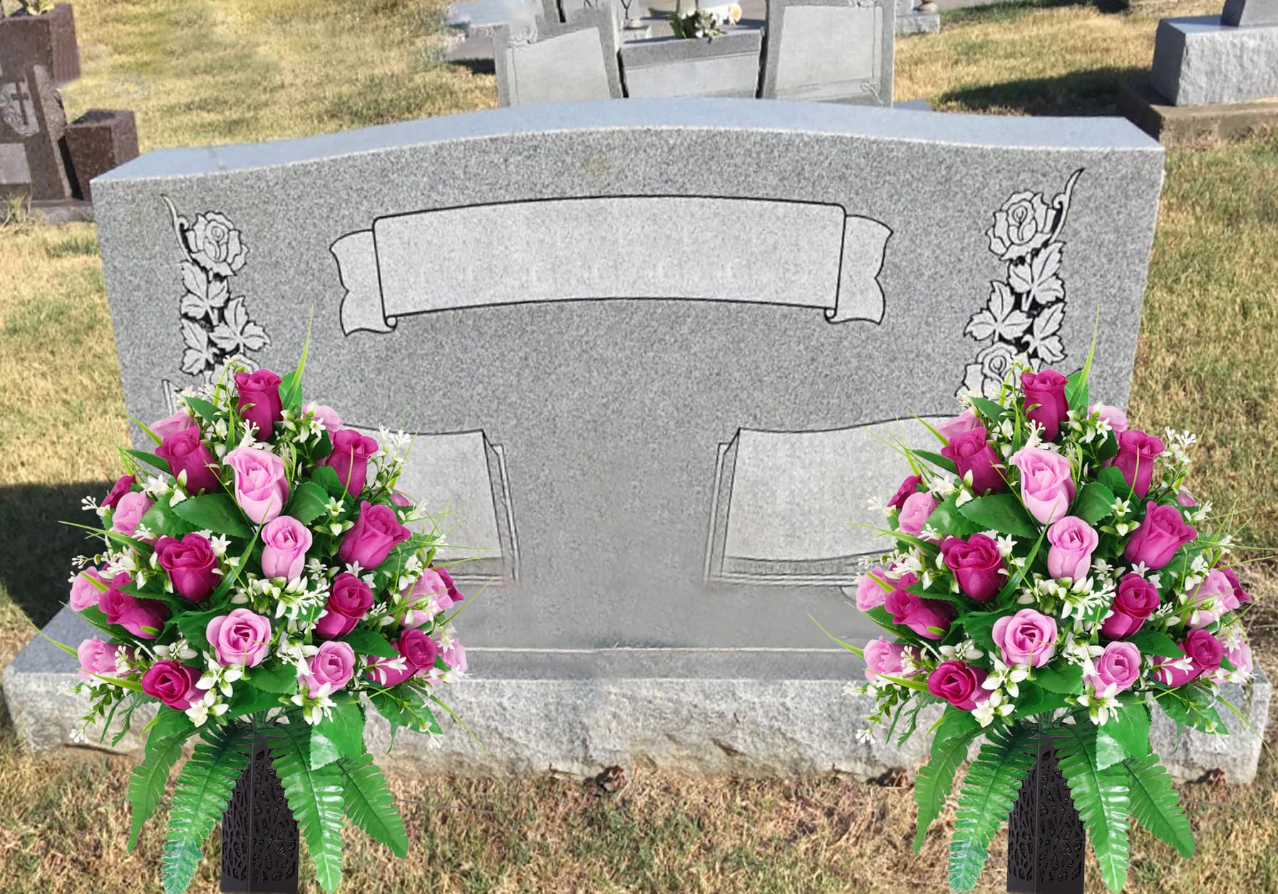 MOOMASS outdoor cemetery flowers with non-bleed colors resisting fading in sun and rain