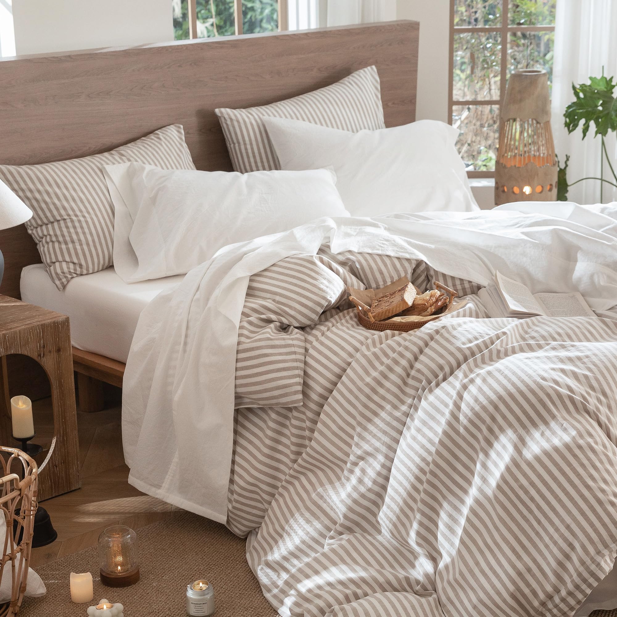 MooMee bed setup off-white queen for a resort-like bedroom vibe.