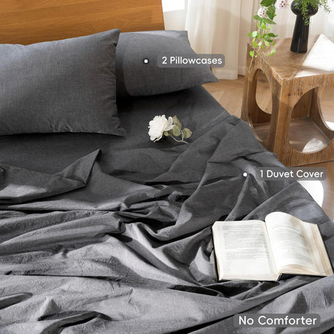 MooMee Duvet Cover Set hidden zip closure keeps the duvet secure and tidy.