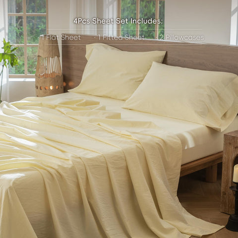 MooMee fitted sheet with a 17-inch pocket fits deep mattresses securely.