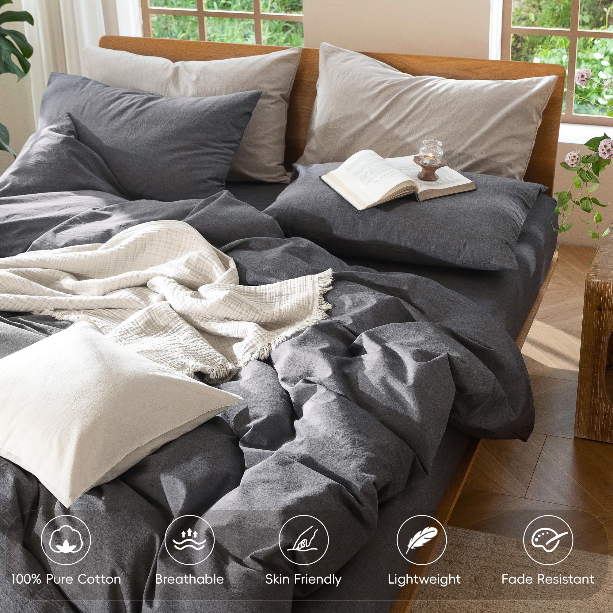 MooMee duvet cover hidden zip closure for seamless, sleek appearance.