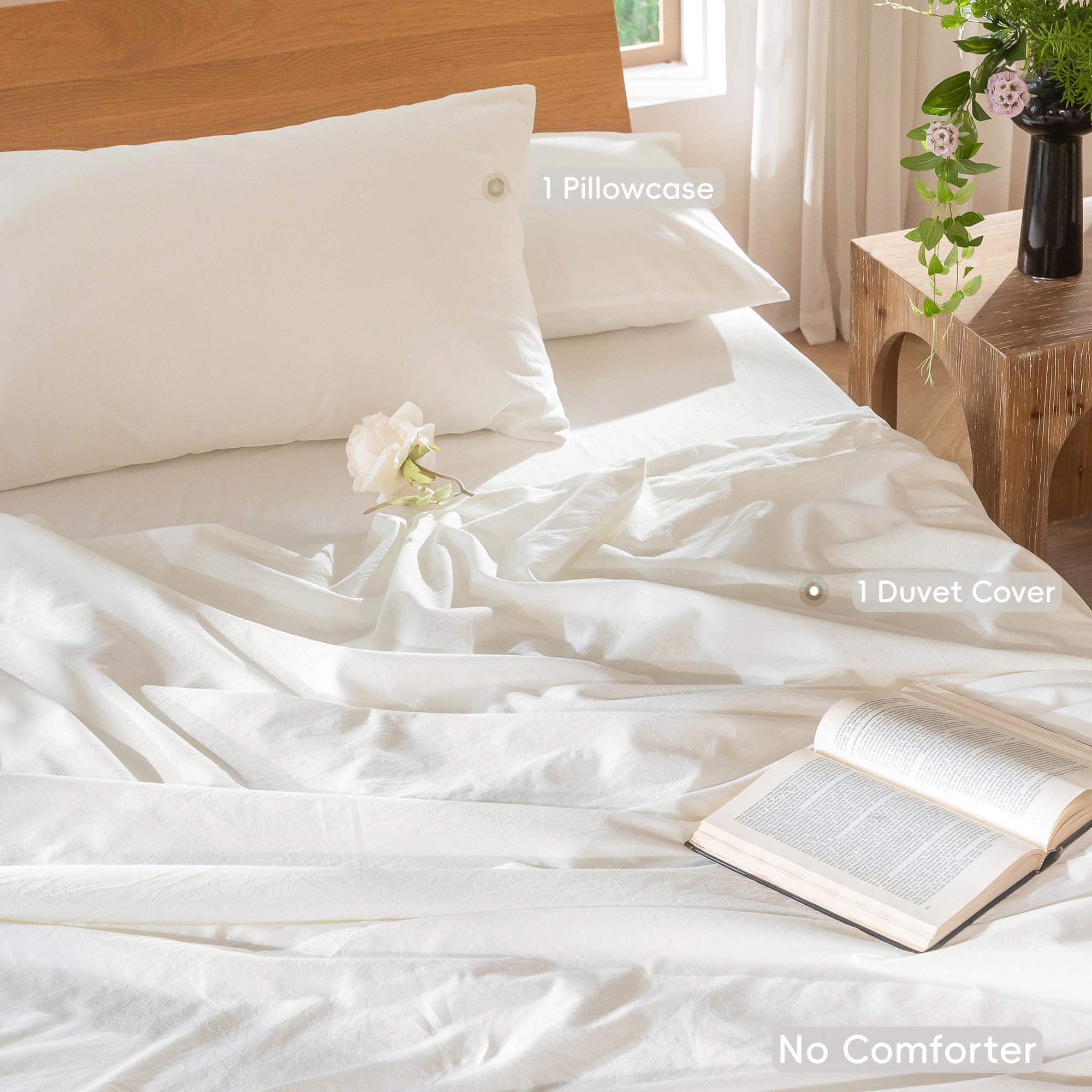 MooMee king-size pillow shams off-white with clean envelope closure