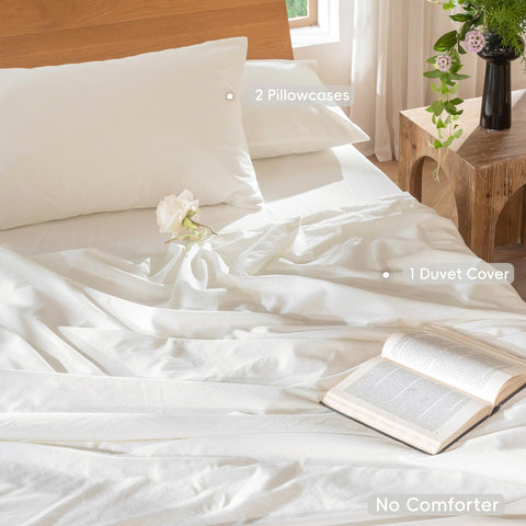 MooMee pillow shams, solid off white with envelope closure for easy setup.