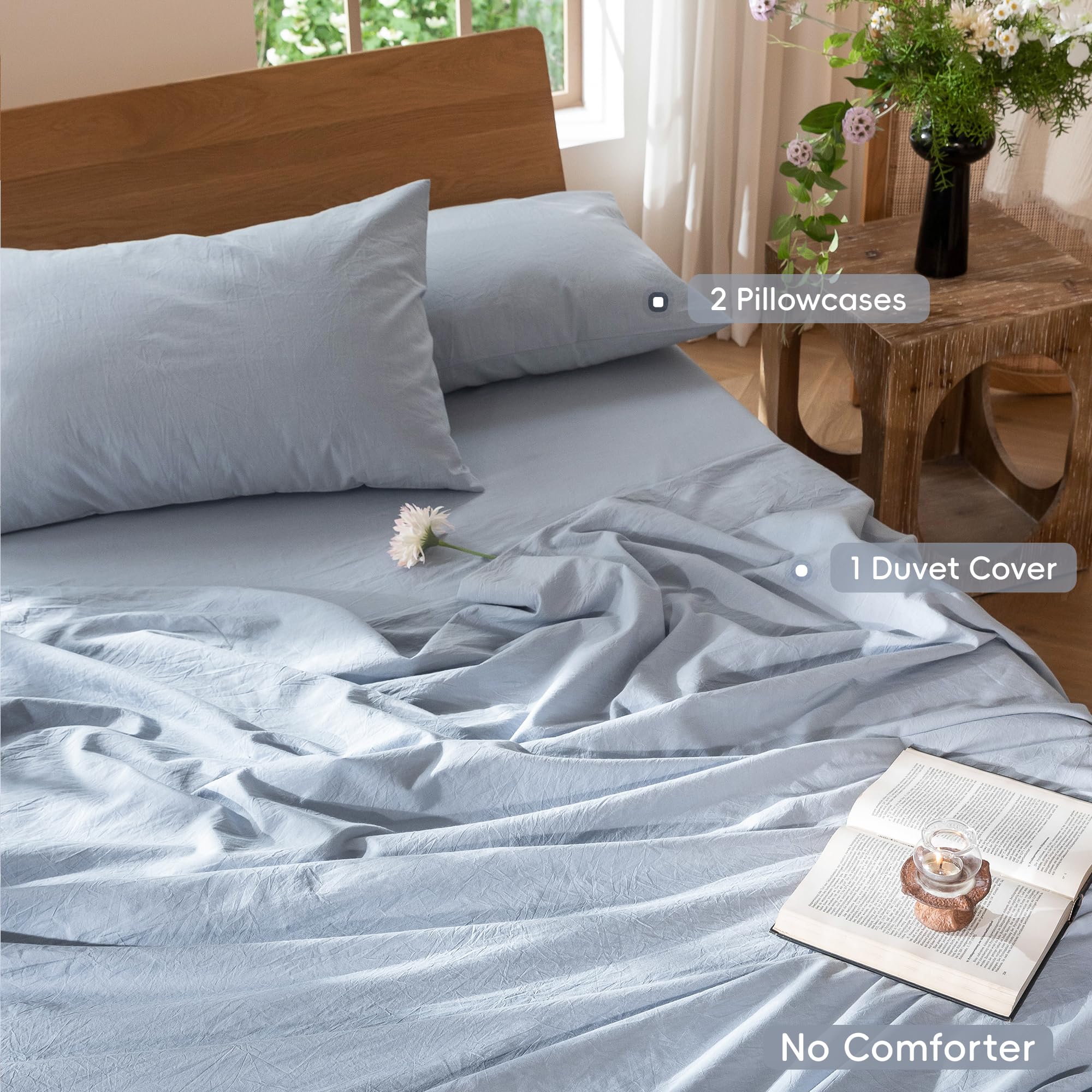 Close-up of MooMee linen-like texture delivering a luxe lived-in feel.