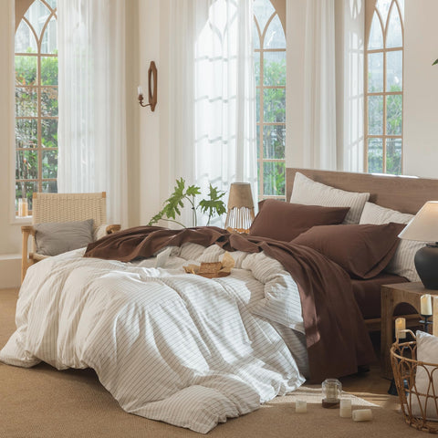 MooMee bedding sheet set pillowcases 20x30 offering soft touch and easy laundering.