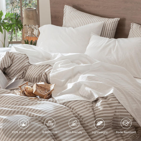 MooMee texture close-up off-white reveals linen-like texture with cotton comfort.
