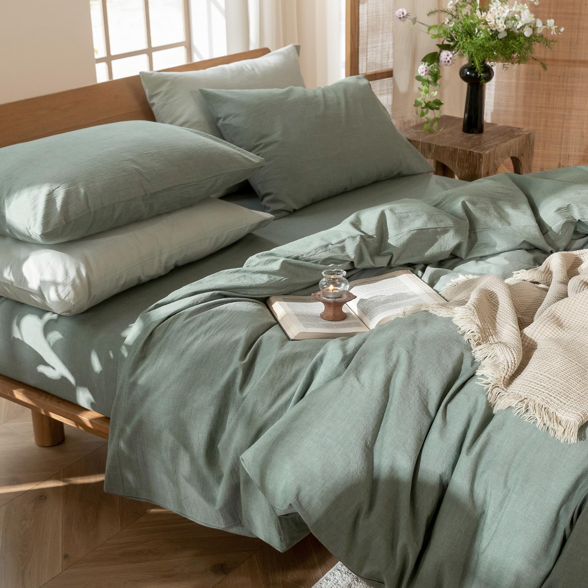 Cozy MooMee bedding setup in a bedroom scene for restful nights