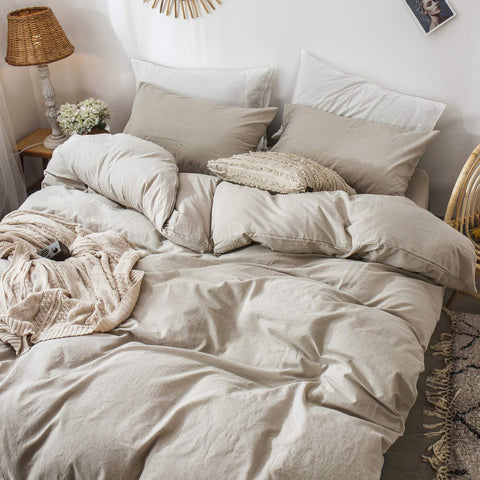 MooMee Cal King duvet cover 104 by 98 inches ready for bed setup.