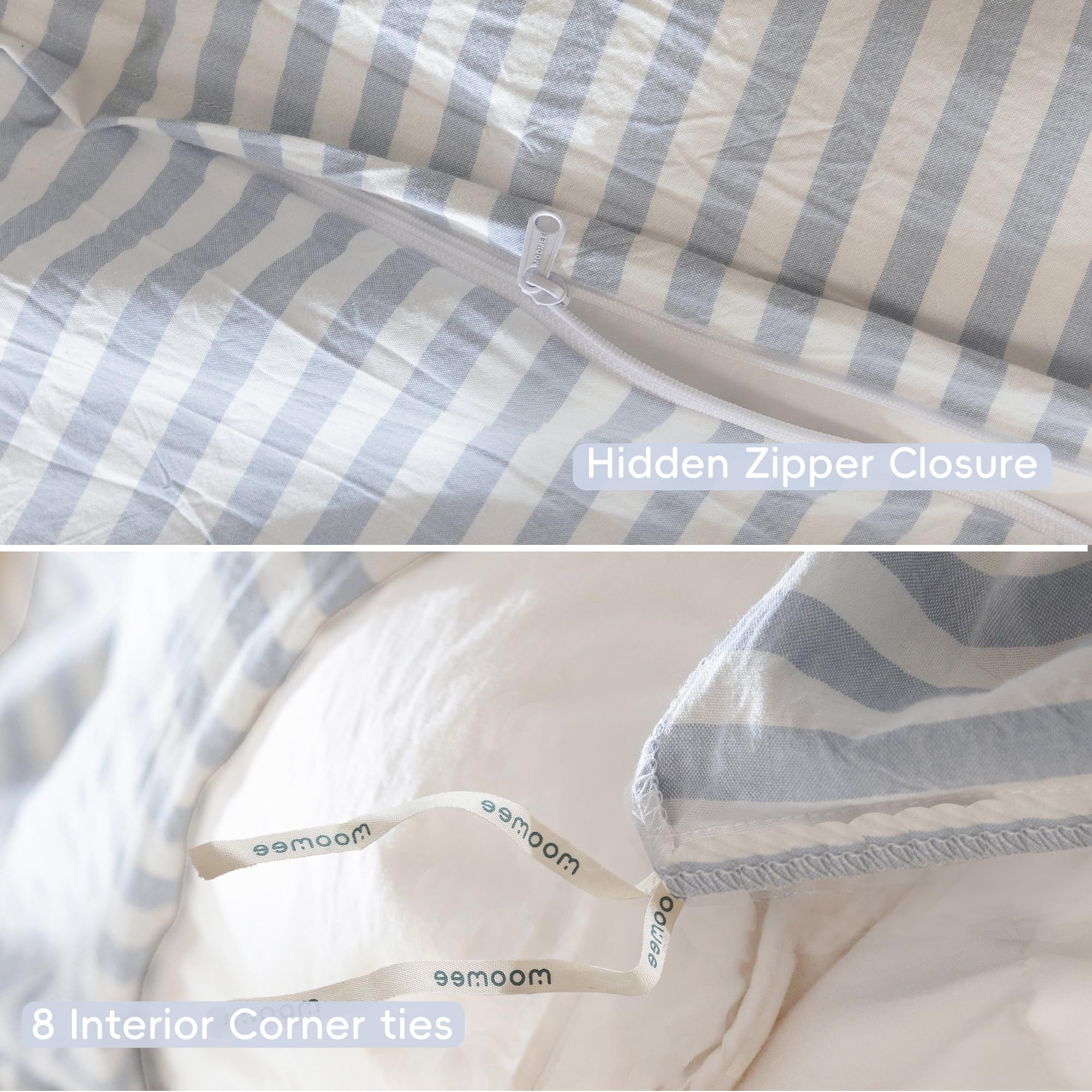 MooMee easy-care duvet cover set ready for machine washing and quick drying