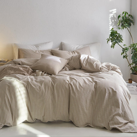 MooMee striped duvet cover king 104x90 showcases generous size and breathable comfort for cool nights