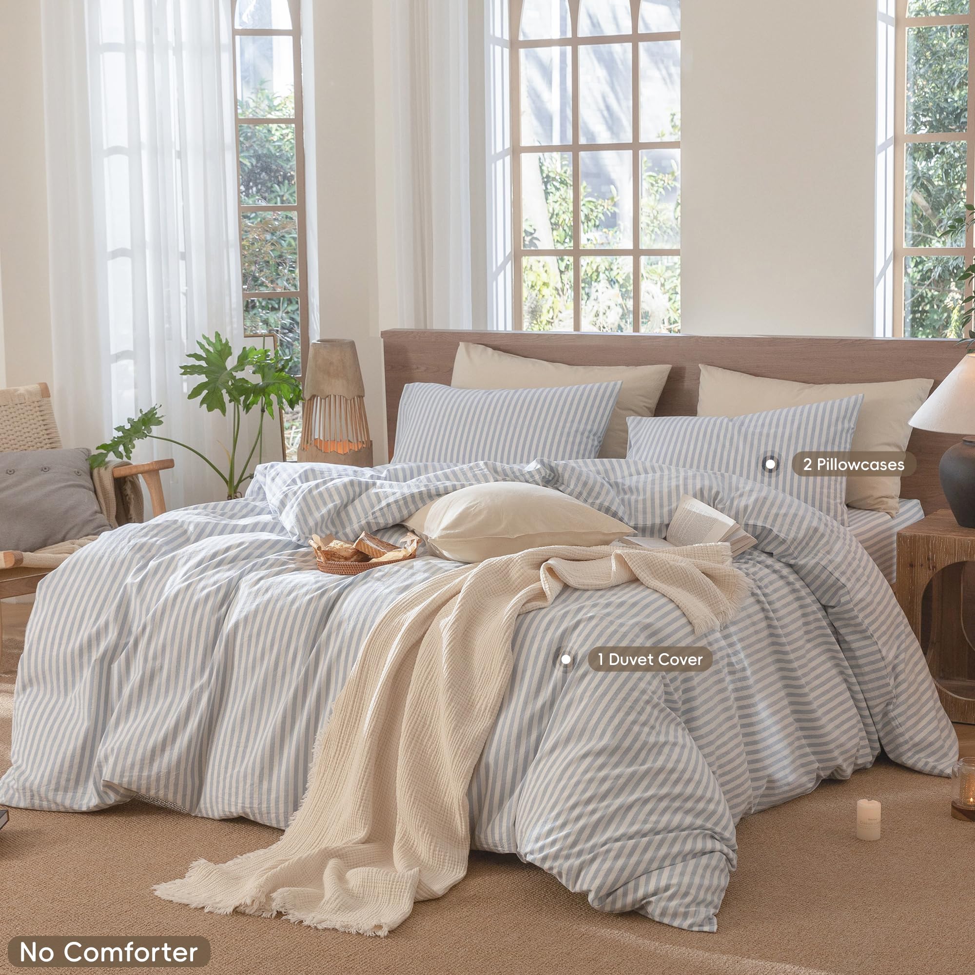 MooMee washed cotton texture close-up emphasizes linen-like feel and breathable comfort.