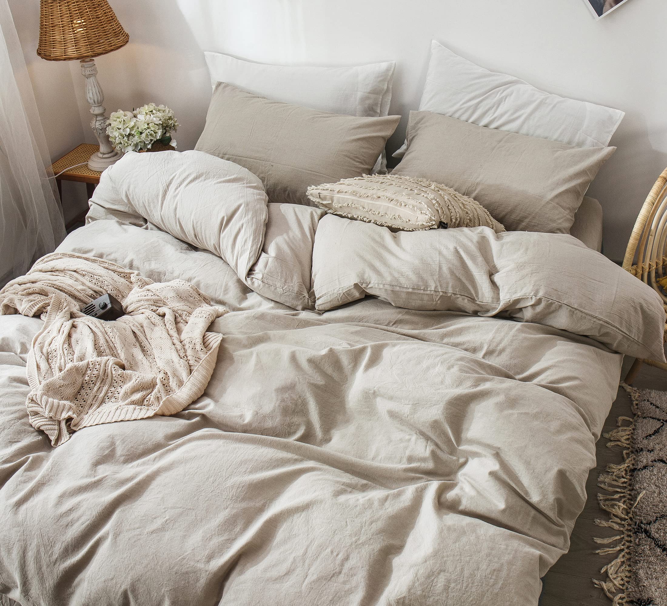 MooMee texture-linen-like bedding shows luxurious linen-inspired look with cotton comfort.