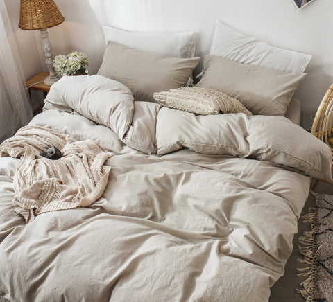 MooMee texture-linen-like bedding shows luxurious linen-inspired look with cotton comfort.
