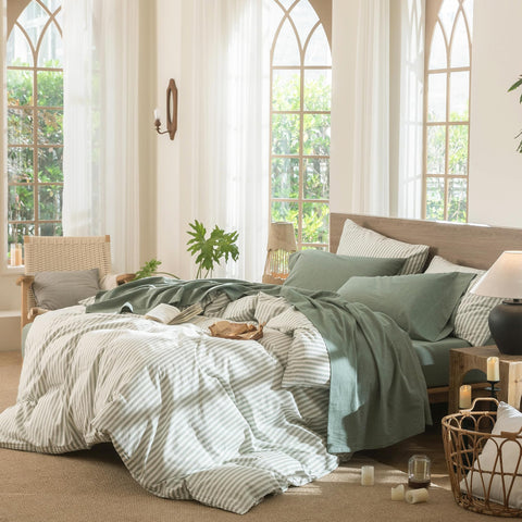 MooMee king pillowcases showcase cotton softness with a linen-like feel for a crisp sleep.