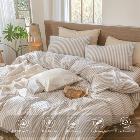 MooMee textured fabric closeup shows cotton softness and linen-like look.