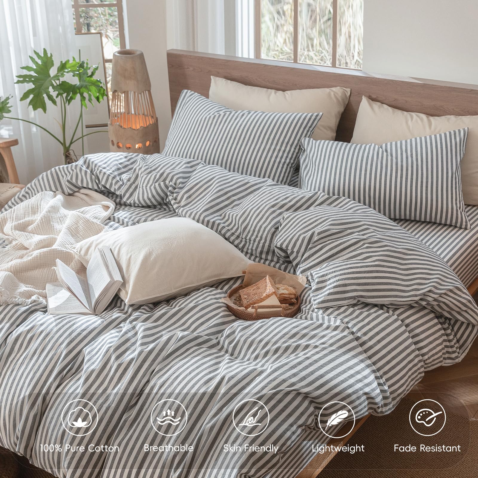 MooMee washed cotton fabric look highlighting linen-like texture and relaxed feel.