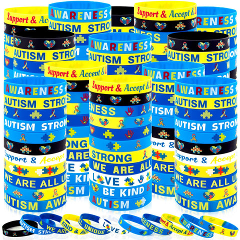 Moon Boat 144PCS autism awareness bracelets bulk set for events