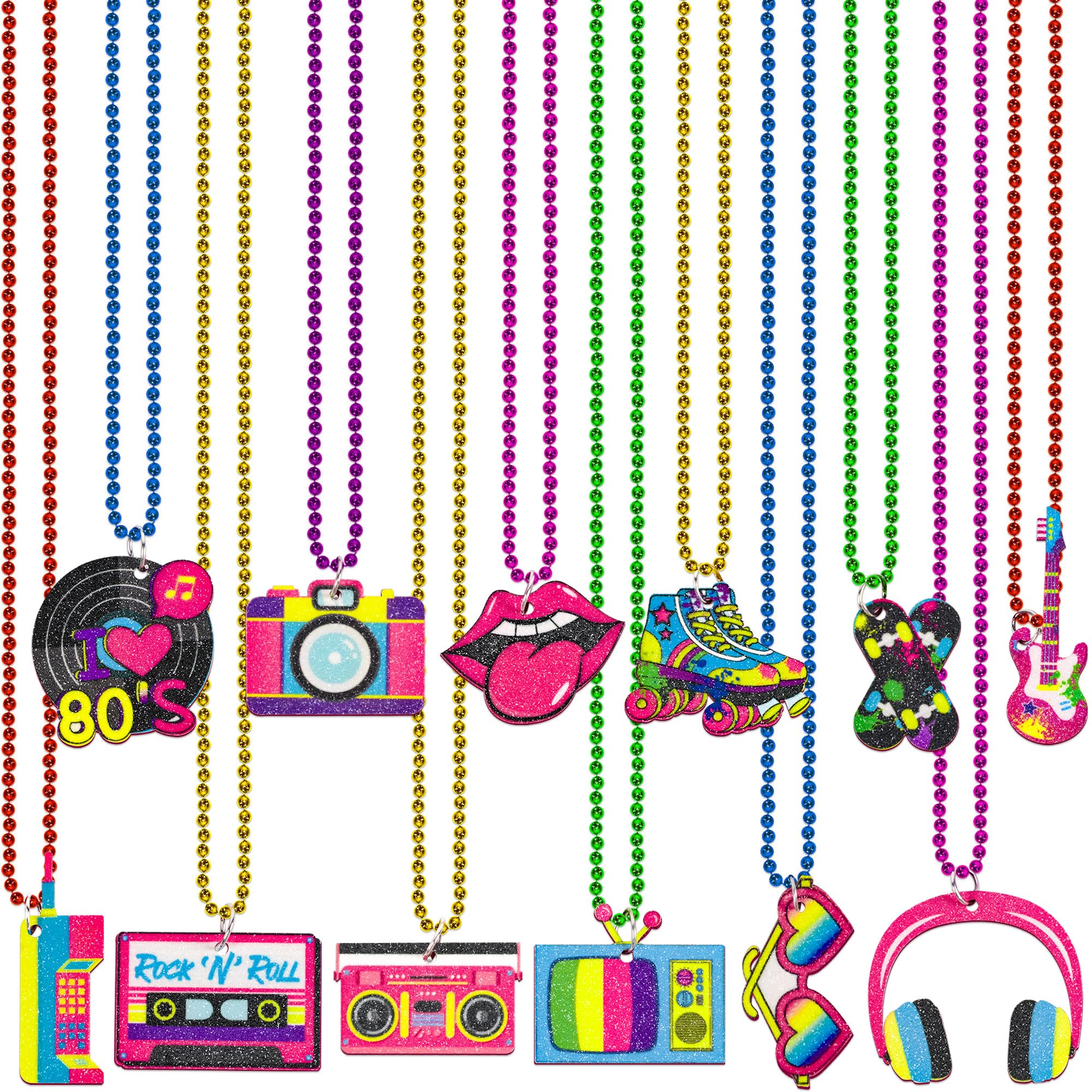 Moon Boat 80s beads neon pink necklace for festive party favors