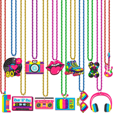 Moon Boat 80s beads neon pink necklace for festive party favors