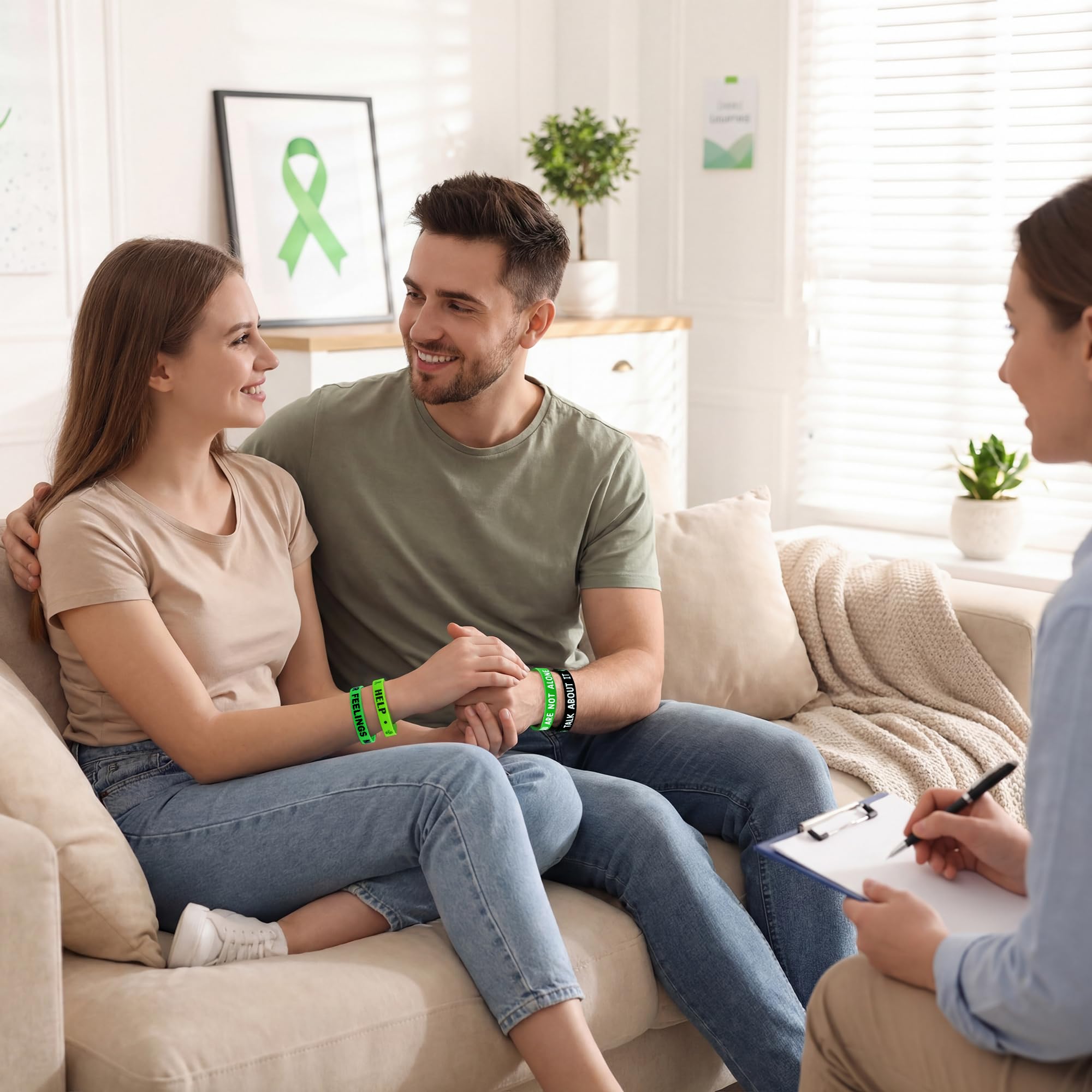 Moon Boat green ribbon silicone bracelets for supportive group events.