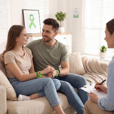 Moon Boat green ribbon silicone bracelets for supportive group events.