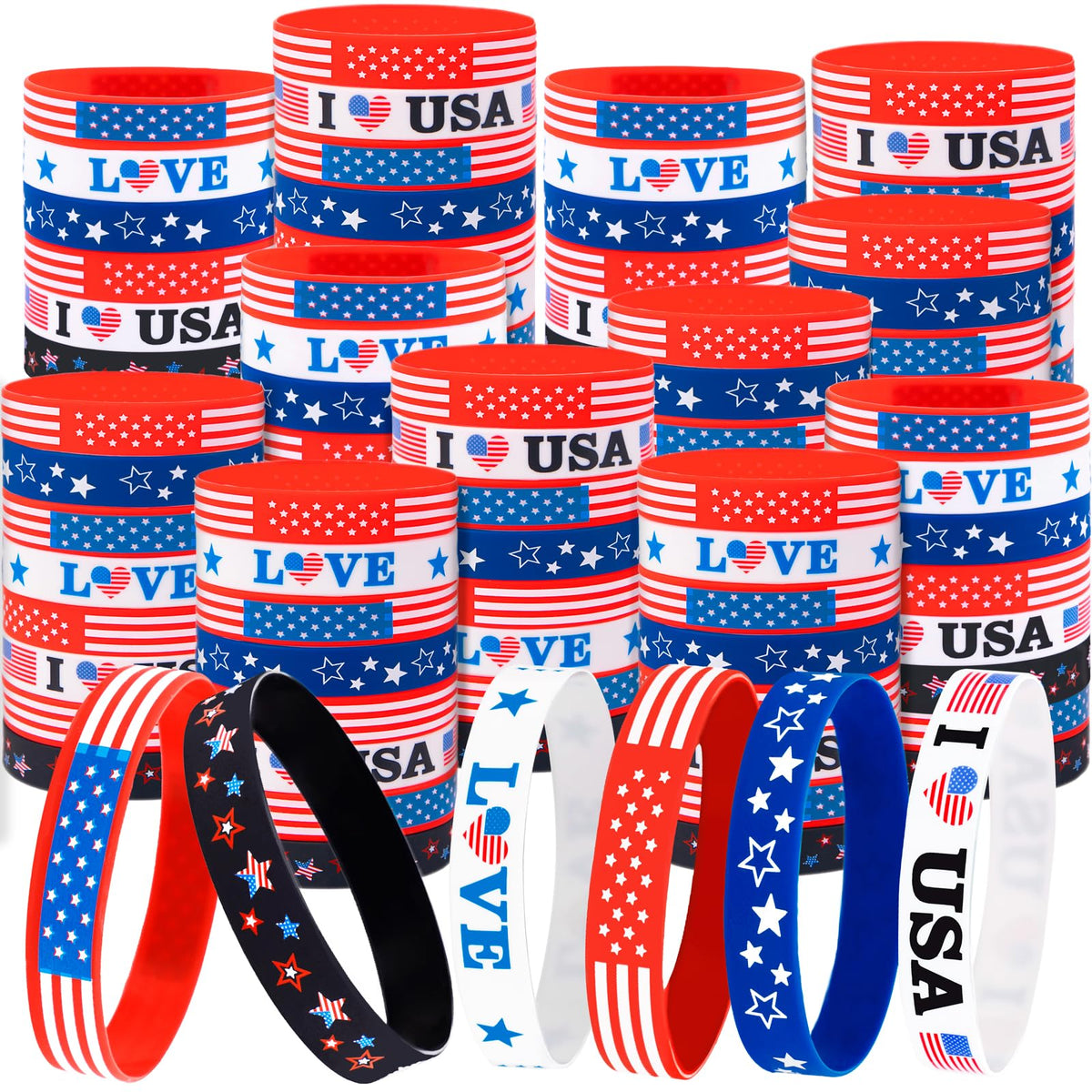 Moon Boat patriotic bracelet with USA flag design for Fourth of July celebrations