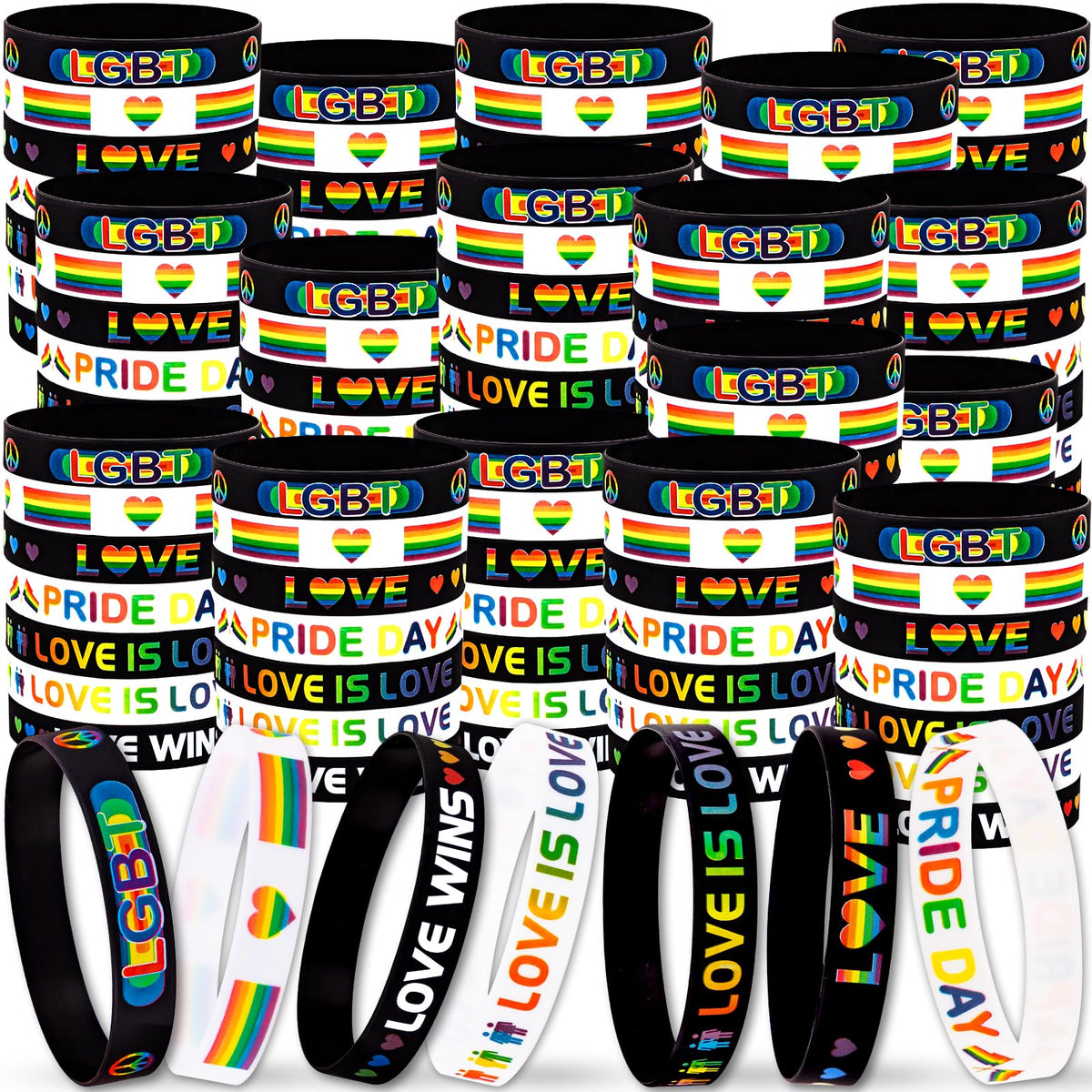Moon Boat pride wristbands pack in vibrant rainbow hues for group gifting