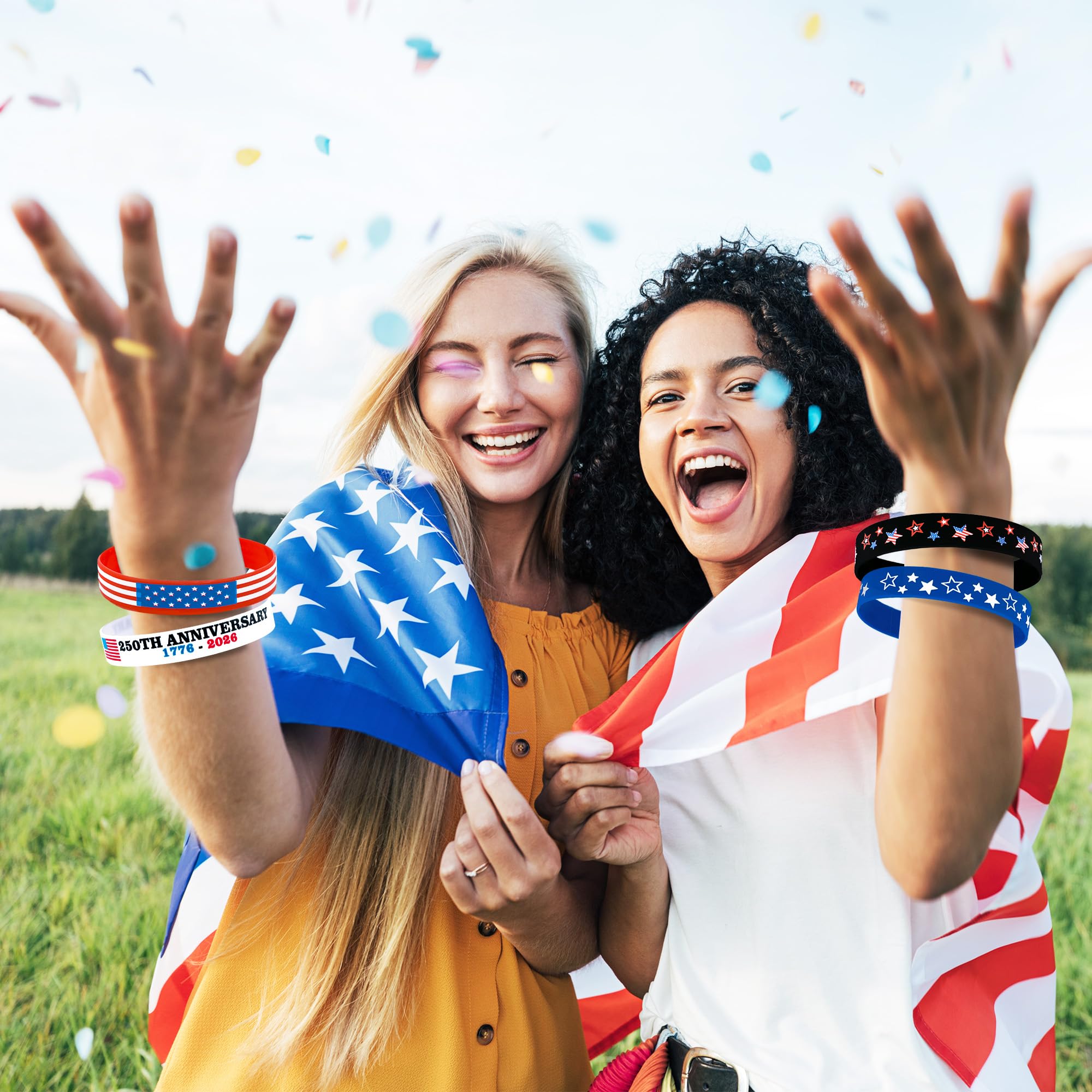 Moon Boat six-design patriotic silicone bracelets offer versatile wear options