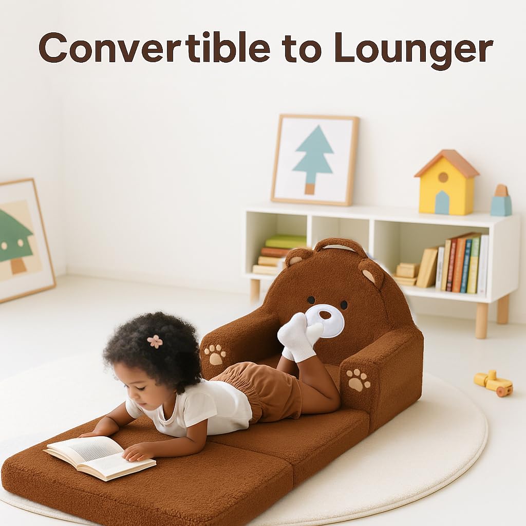 Moonbeeki collapsible lounger in soft sherpa fabric for easy cleanup.