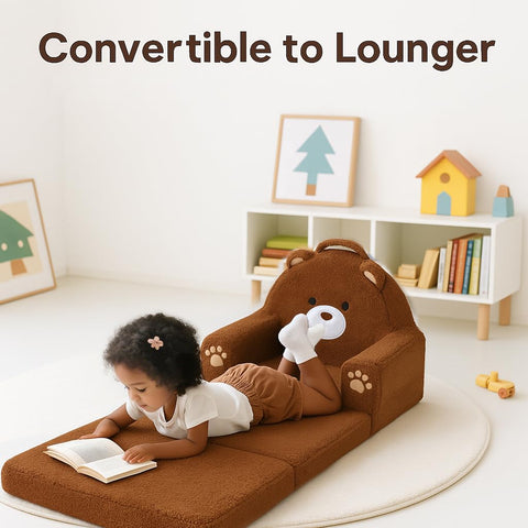 Moonbeeki collapsible lounger in soft sherpa fabric for easy cleanup.
