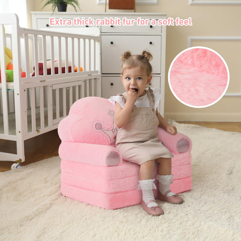 MOONBEEKI toddler chair pink unfolded for cozy play and reading.