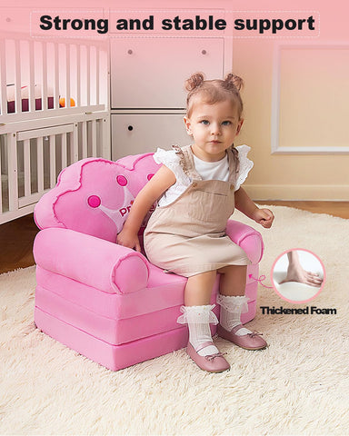 MOONBEEKI Kids Couch Fold Out pink folded compact chair saves space after play