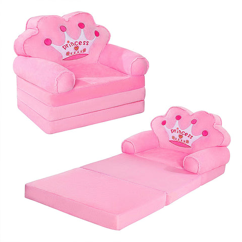 MOONBEEKI Kids Couch Fold Out pink open sofa for story time and calm play