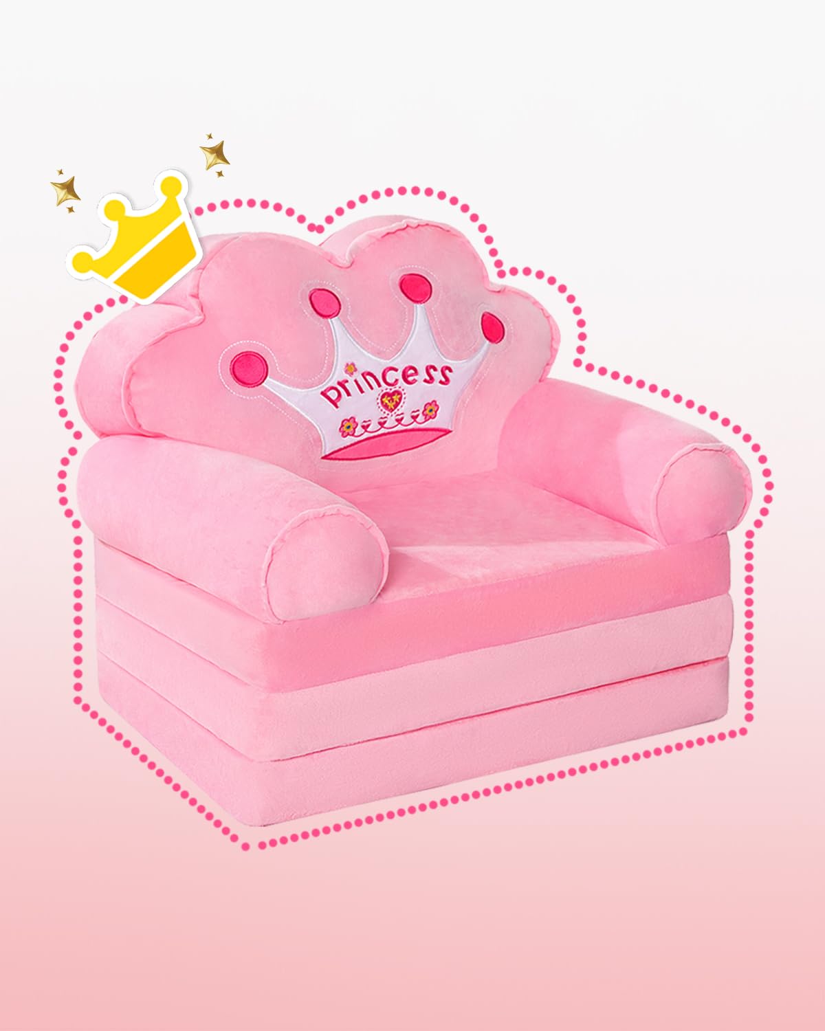 MOONBEEKI Kids Couch Fold Out pink removable cushion covers for easy cleaning